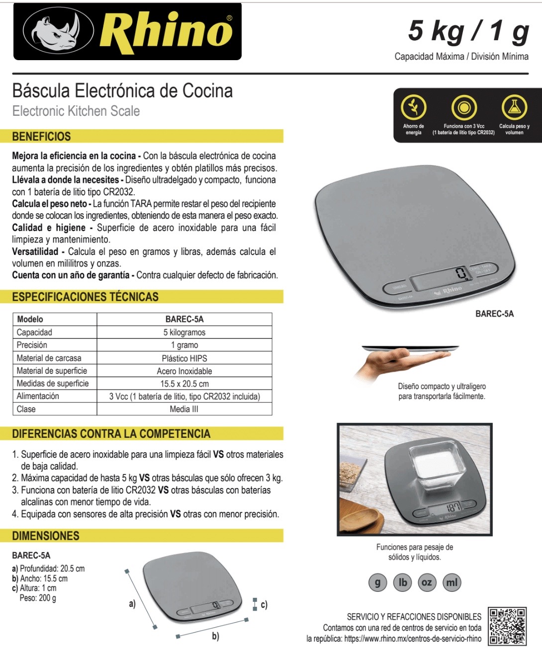 Infraestructura Inteligente  BAREC-5A Rhino báscula $366.00