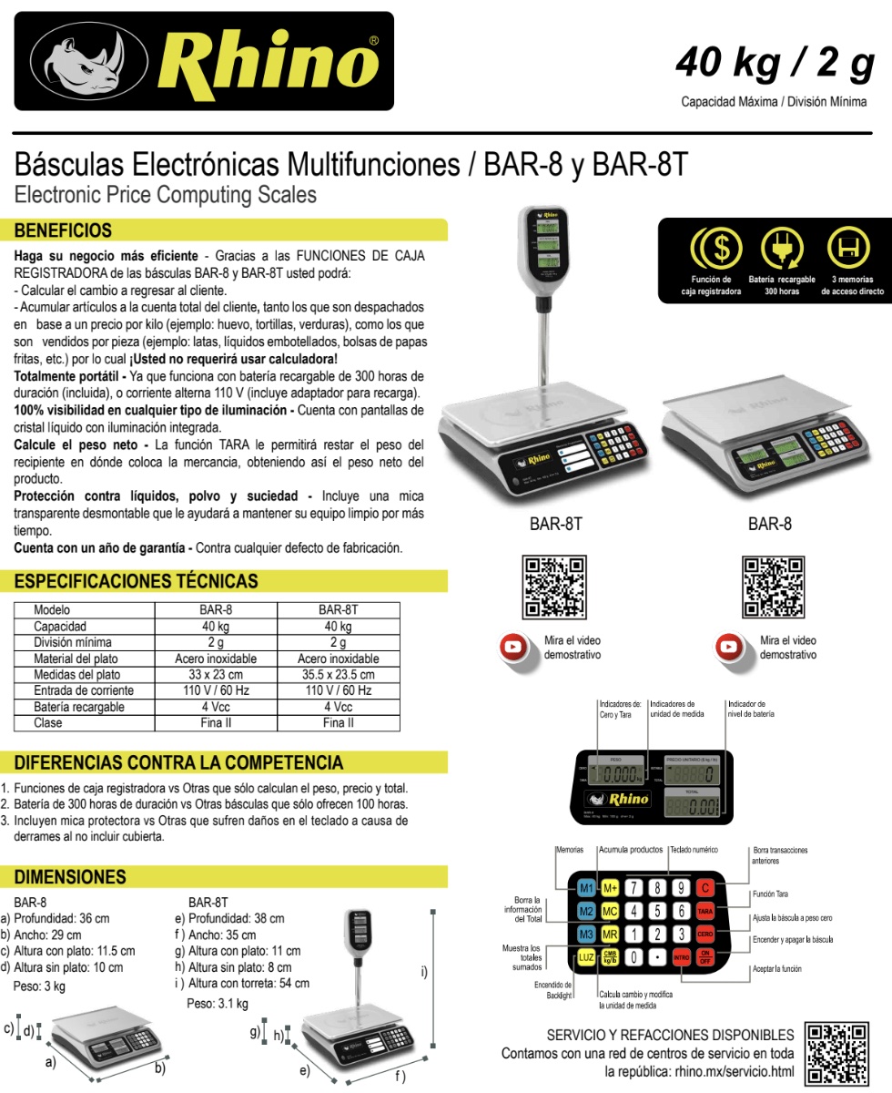 Infraestructura Inteligente  Rhino báscula BAR-8 $2,239.00