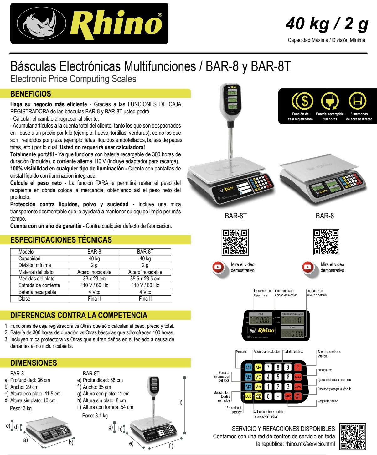 Infraestructura Inteligente  Rhino báscula BAR-8T $2,970.00