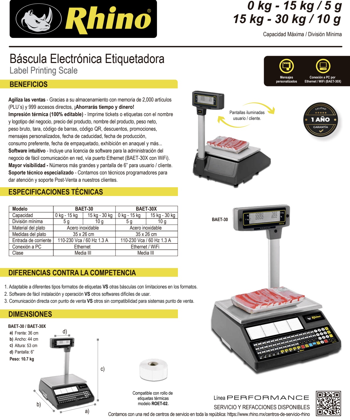 Infraestructura Inteligente  Rhino báscula BAET-30 $28,072.00