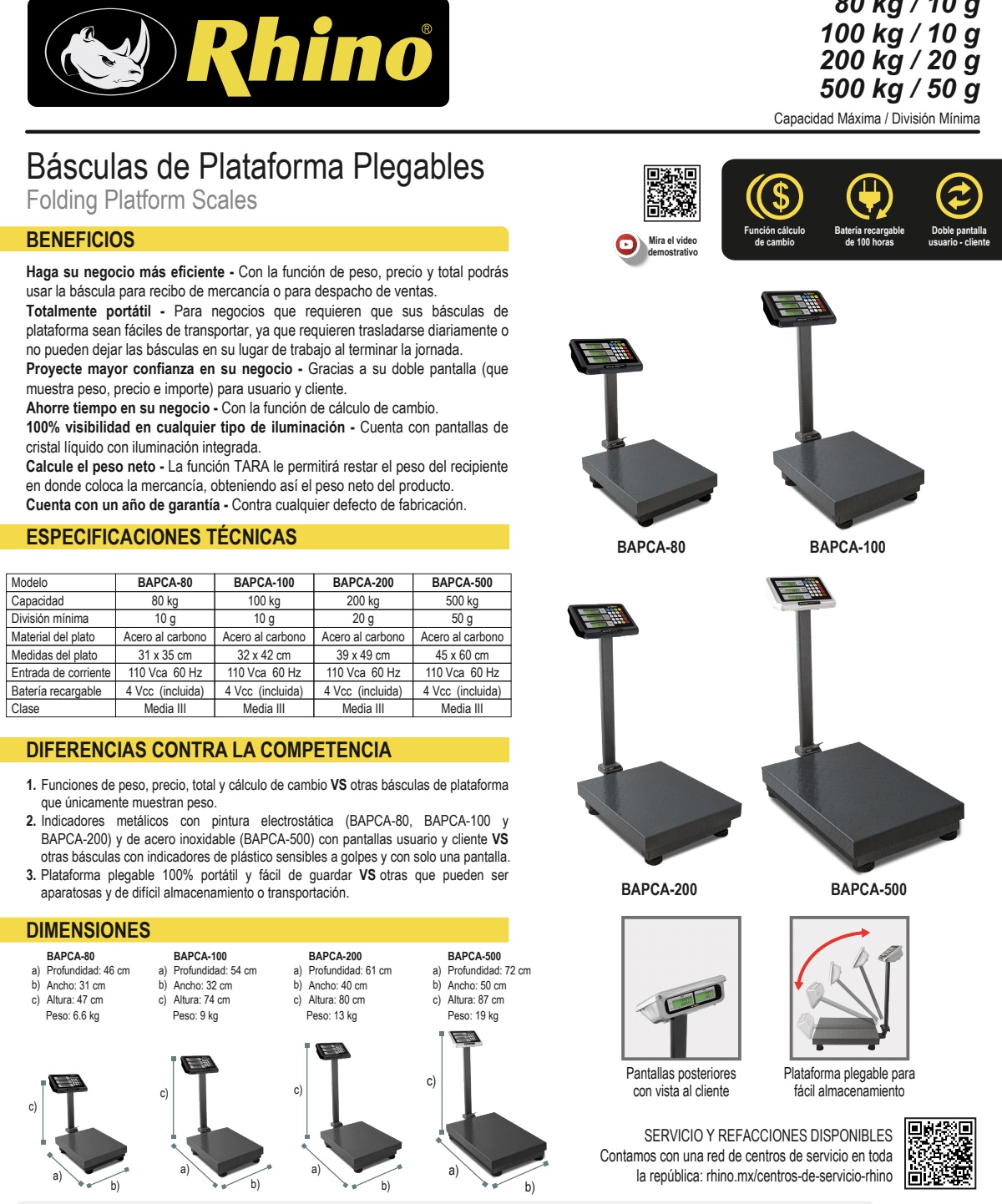 Infraestructura Inteligente  Rhino báscula BAPCA-80 $3,237.00