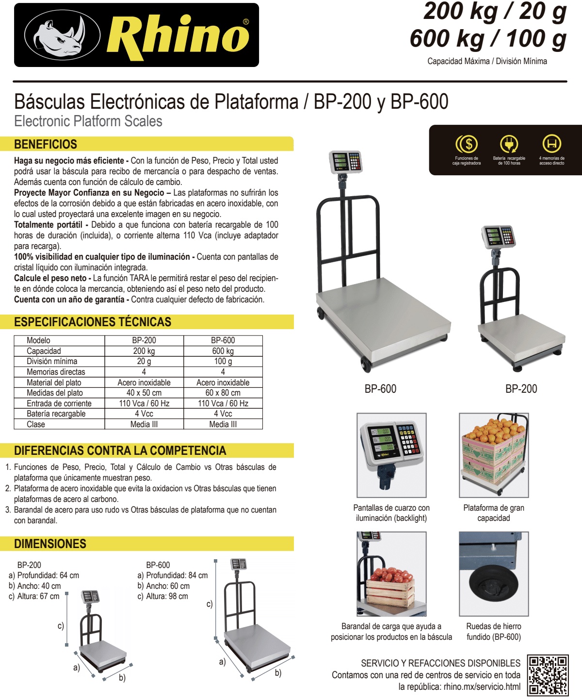 Infraestructura Inteligente  Rhino báscula BP-200 $4,223.00