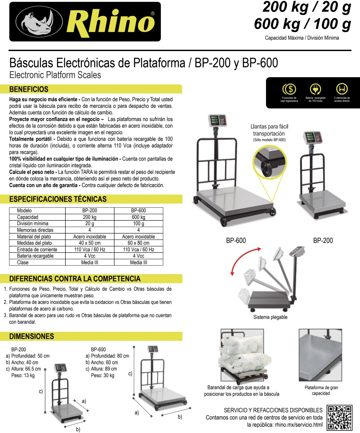 Infraestructura Inteligente  Rhino báscula BP-600 $11,751.00