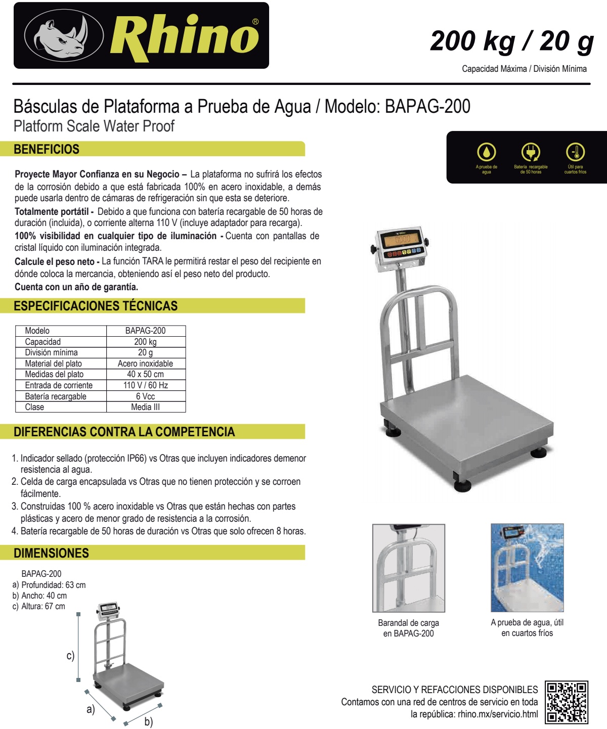 Infraestructura Inteligente  Rhino báscula BAPAG-200 $11,506.04