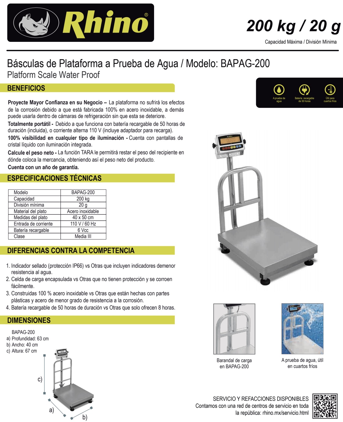 Infraestructura Inteligente  Rhino báscula BAPAG-200 $11,506.04